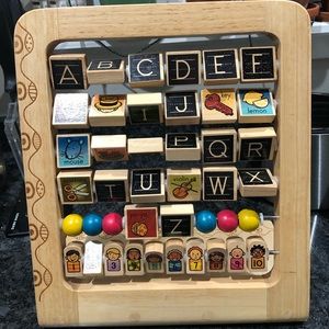 Alphabet and number spinning wooden abacus